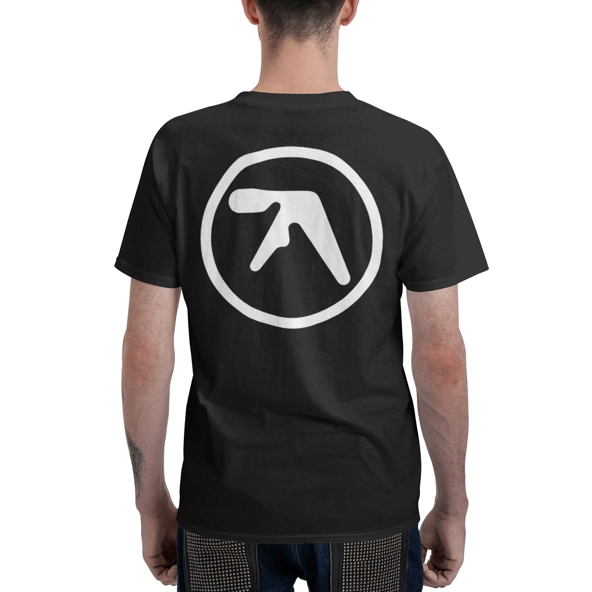 100% Cotton Aphex Twin Creative Y2K logo T-Shirt Men's Double Sided T Shirt Men Round Neck Summer Shirts Tops Oversized