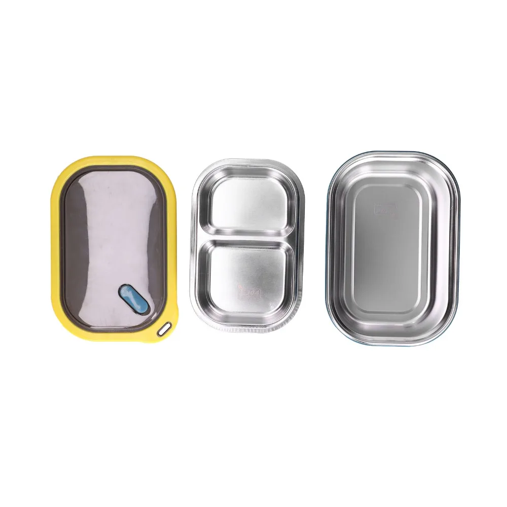 Thick Stainless Steel Leakproof Food Container 1.2L 2 Compartment Portable Lunch Box Hot Food Storage Box For Picnic