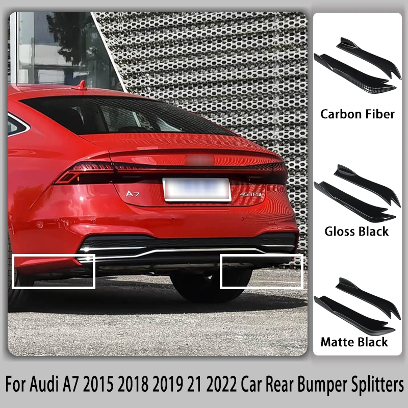 

For Audi A7 2015 2018 2019 21 2022 Car Rear Bumper Splitters Aprons Trunk Lip Spoiler Canard Wing Diffuser Wrap Angle Protector