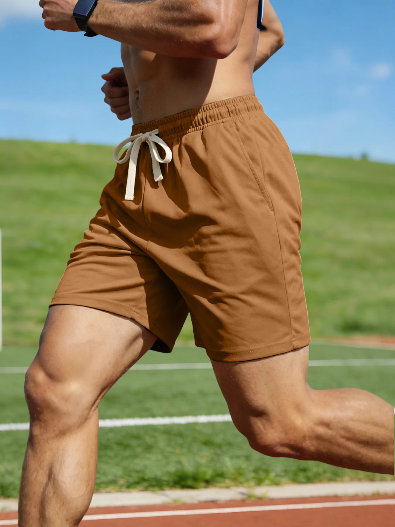 Men's Loose Fit Solid Drawstring Athletic Shorts Quick Dry Breathable Elastic Waist Summer Gym Running Casual Shorts