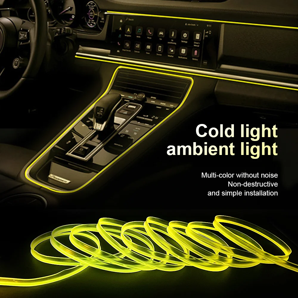 Car Ambient Light Decorative Light Bar Rgb 1/2/3/4/5M Car Interior Neon Atmosphere Auto Console Air Outlet Lamp Led Light Strips