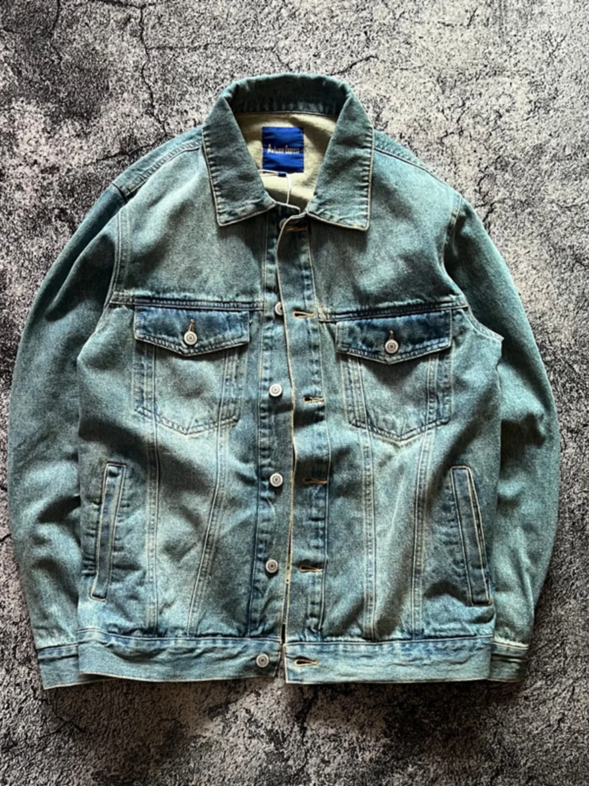 

Retro Japanese Sle Light Blue Cotton Flap Collar Classic Denim Jaet for Men Trendy Spring Autumn Outerwear Loose Fit