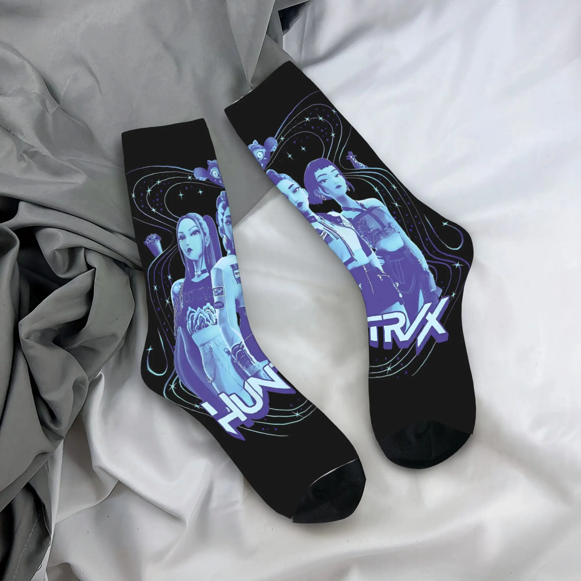 

Носки Huntrix Kpop Demon Hunters, дизайнерские чулки, нескользящие мужские носки унисекс, мягкие осенние забавные спортивные носки для бега