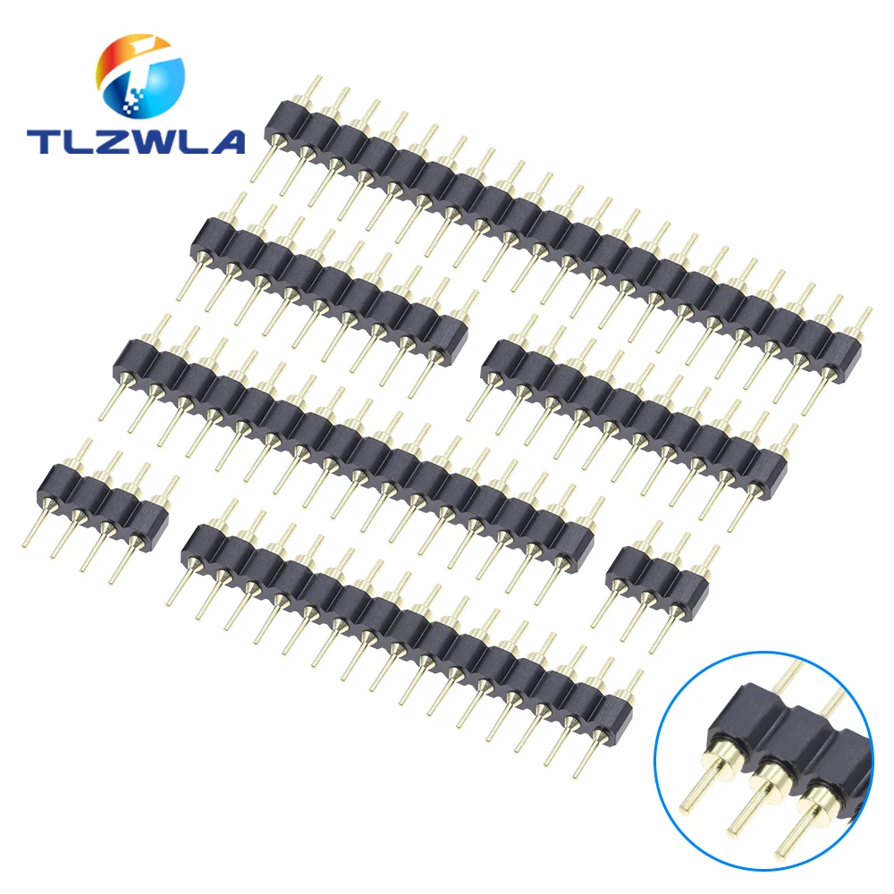 10PCS 2.54MM 1x40P Connector Round Hole Male Head Row Needles 1*2p 3p 4p 5p 6p 7p 8p 9p 10p 12p 20p 40p Gold Plated Single Row