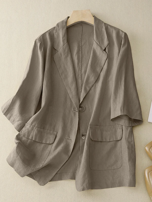 

Lightweight Linen ort Sve Women's Brand Tag Summer Thin Sle Luxury ort Coat Casual Versatile Loose Fit Pure C...