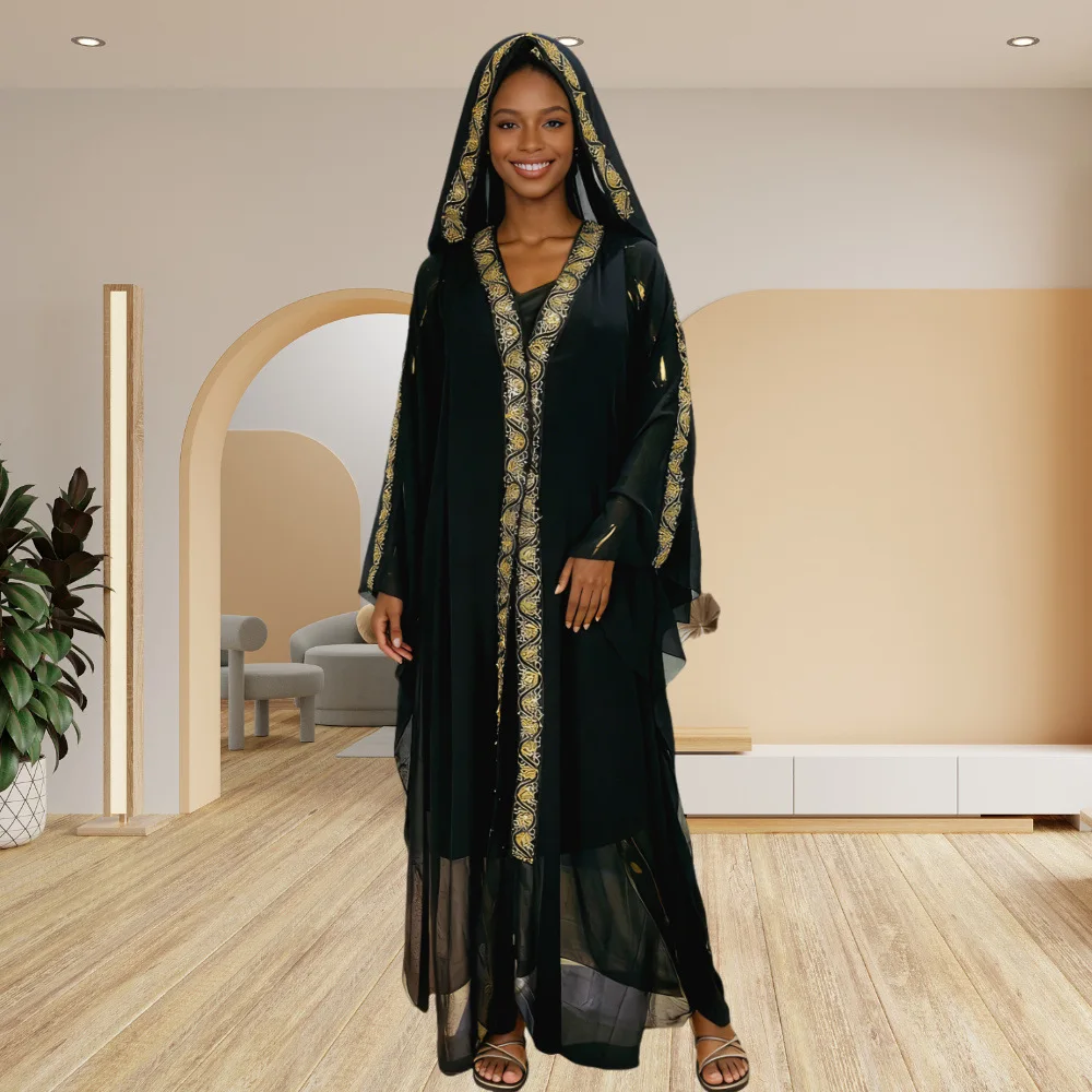 Eid Hooded Dress Abaya Women Muslim Party Dresses Patchwork Long Robe Jalabiya Ramadan Morocco Dubai Kaftan Islam Arab Vestidos