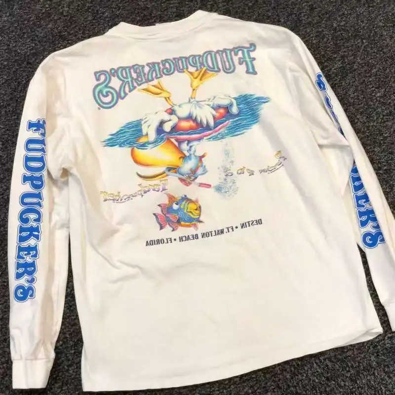 

Y2k Harajuku Универсальная футболка в стиле хип-хоп High Street Ретро Модный брендовый модный мужской топ с длинными рукавами в стиле аниме с мультяшным принтом