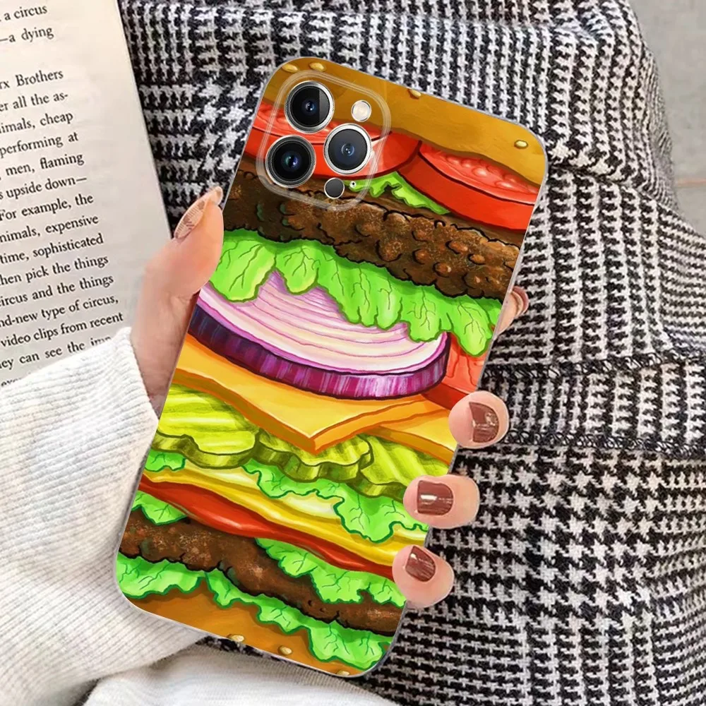 Food Hamburger Pizza Bread Phone Case For iPhone 16 15 14 11 12 13 Mini Pro XS Max Cover 6 7 8 Plus X Funda Shell