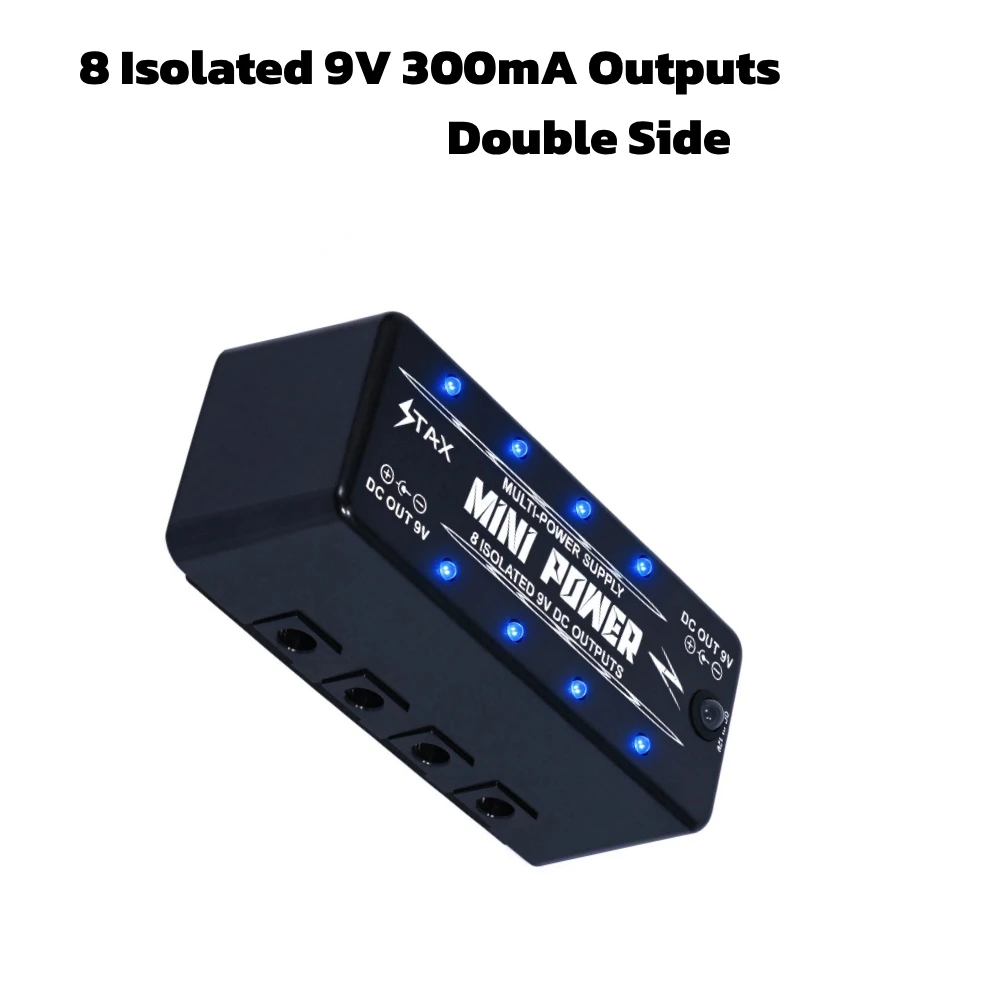Stax Super Tiny Power Supply Legend 8 Isolated 9V DC Source Double Side Outputs 300mA for Guitar Pedal Pedalboard Metal