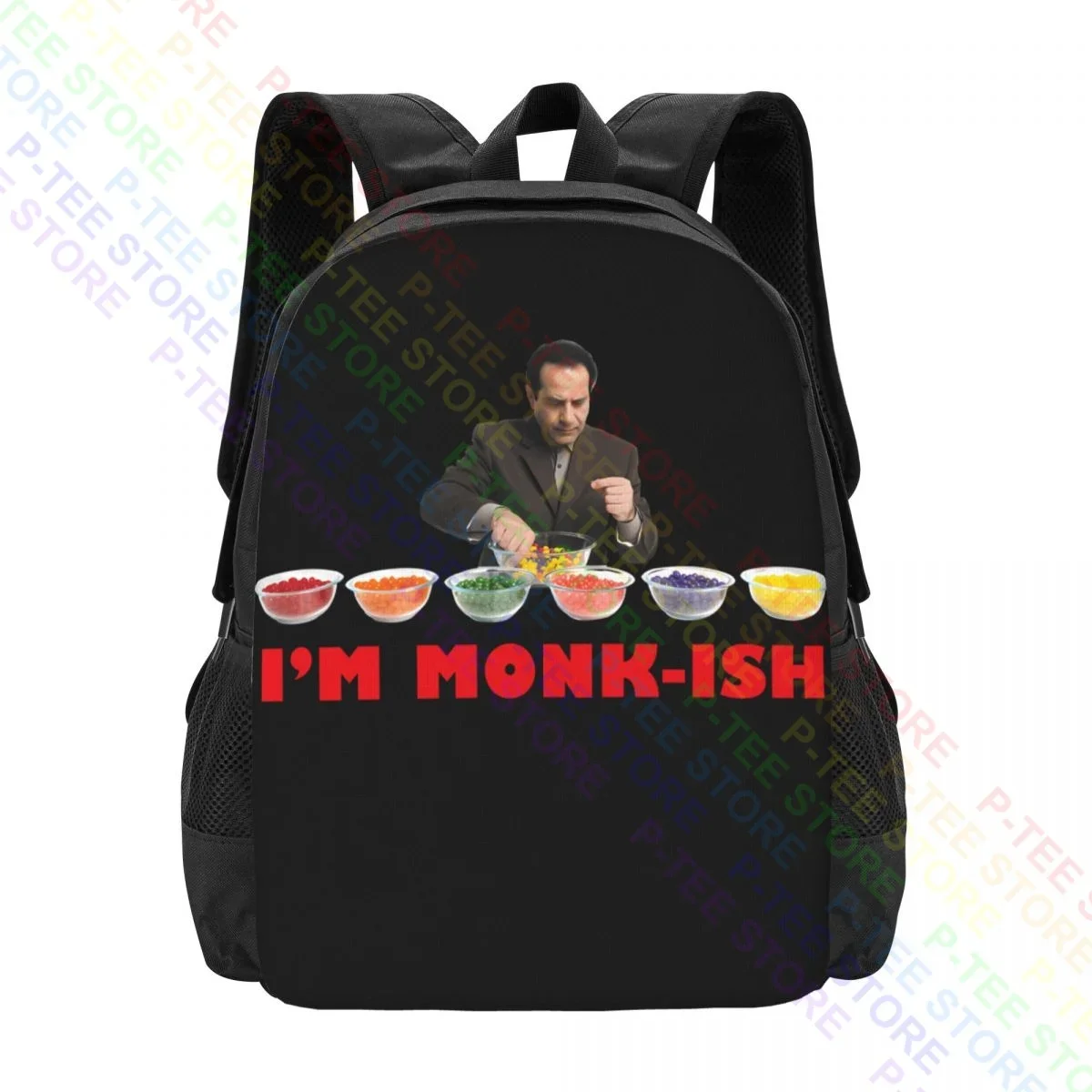

Monk Im Monk Ish Licensed Classic Tv Show Adrian Monk WhiteBackpack Large Capacity Shoe Bag Multi-function