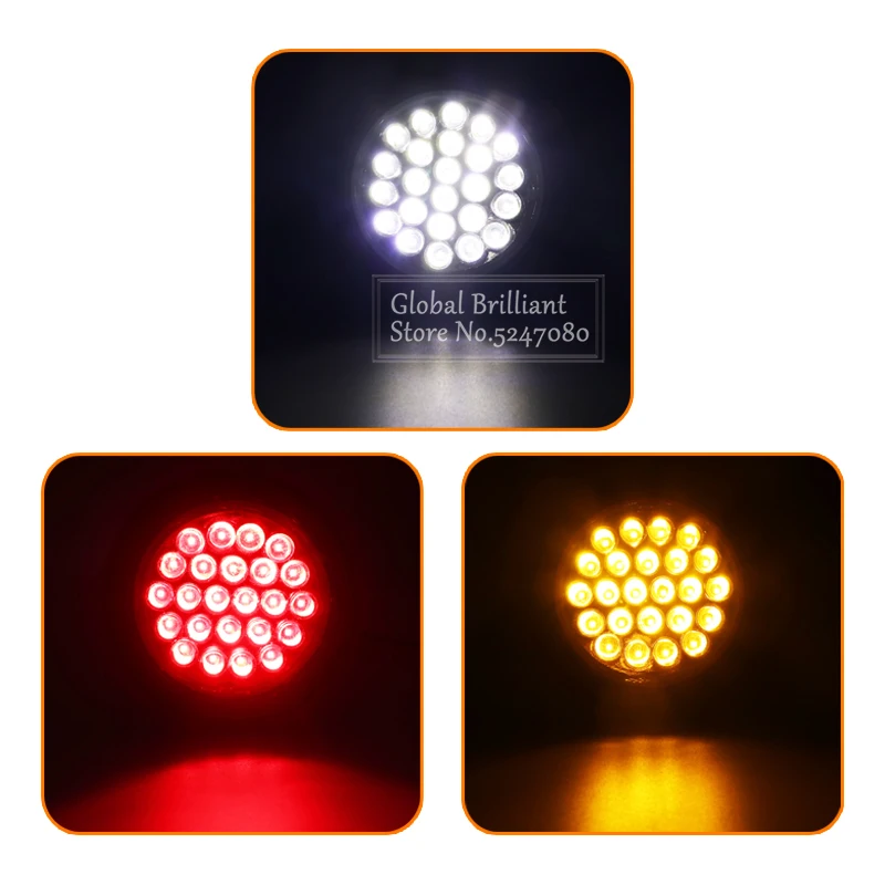 24V Car Truck Trailer Round Rear Tail Lights Turn Singal Light Reflector Brake Stop Side Marker Warning Lights Red Yellow White