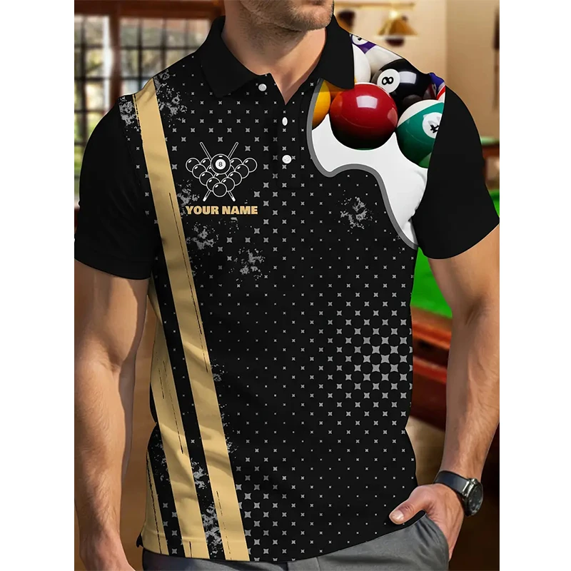 

Fashion Billiards Graphic Polo Shirts Trend Custom Name Team 3D Print Sports T Shirts Personality Oversized Unisex Team Uniforms