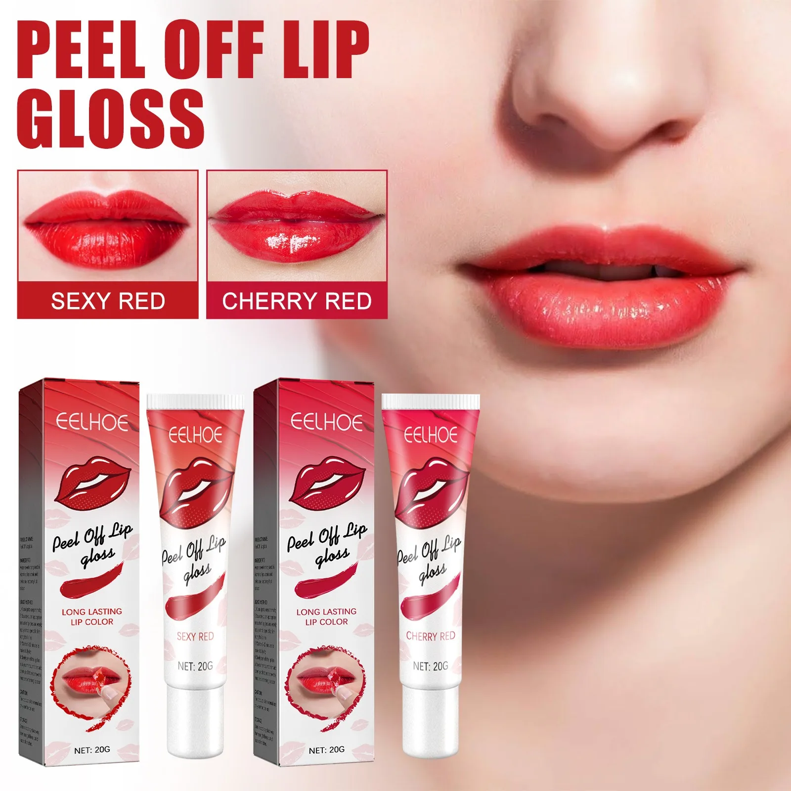 Impermeável Long Lasting Lip Gloss Máscara, Lip Tint, Peel Off, Hidratante, Fácil de colorir, Tint, Maquiagem Cosmética, Hidratante