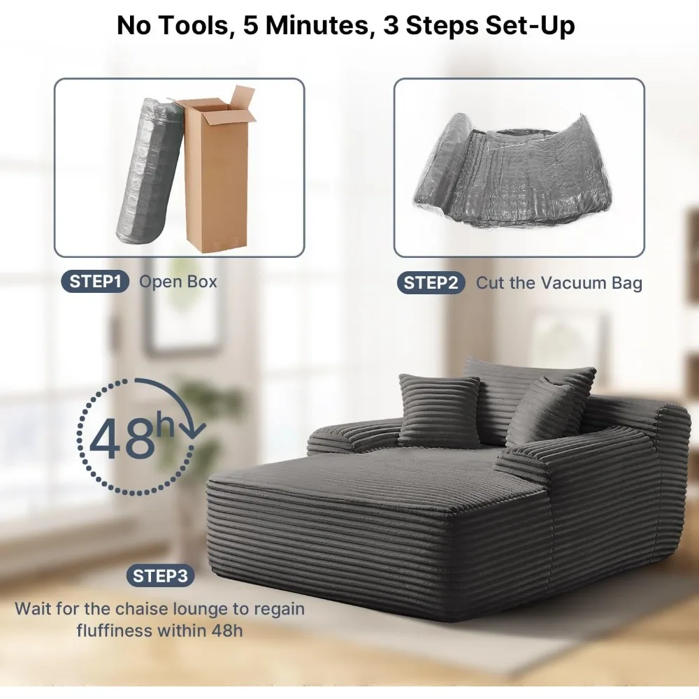 كرسي صالة سروال قصير من القطيفة باللون الرمادي كبير الحجم، سرير أريكة سحابي داخلي، أريكة مريحة منفوشة لغرفة النوم أو غرفة المعيشة