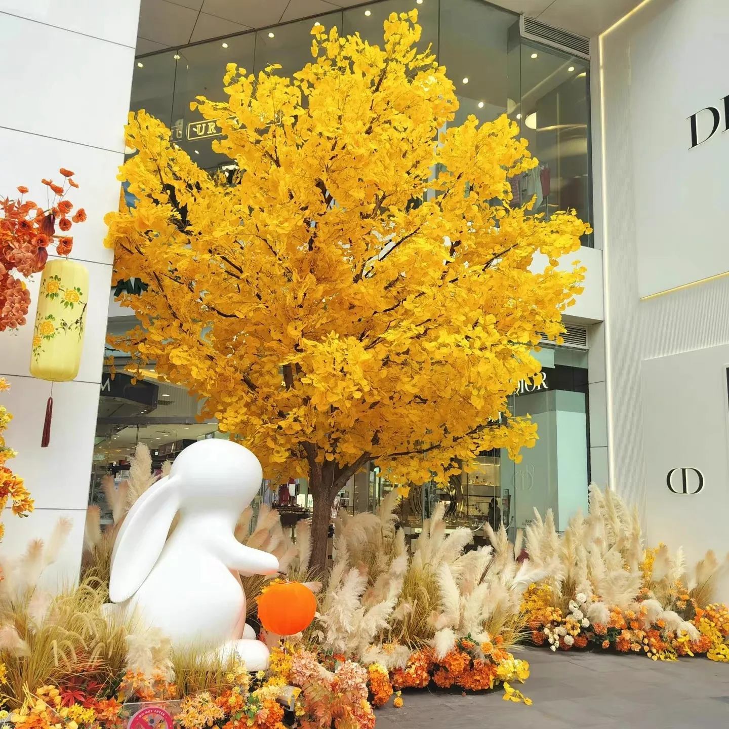 Simulation ginkgo tree landing large real tree trunk indoor living room stage shooting decoration project fake tree