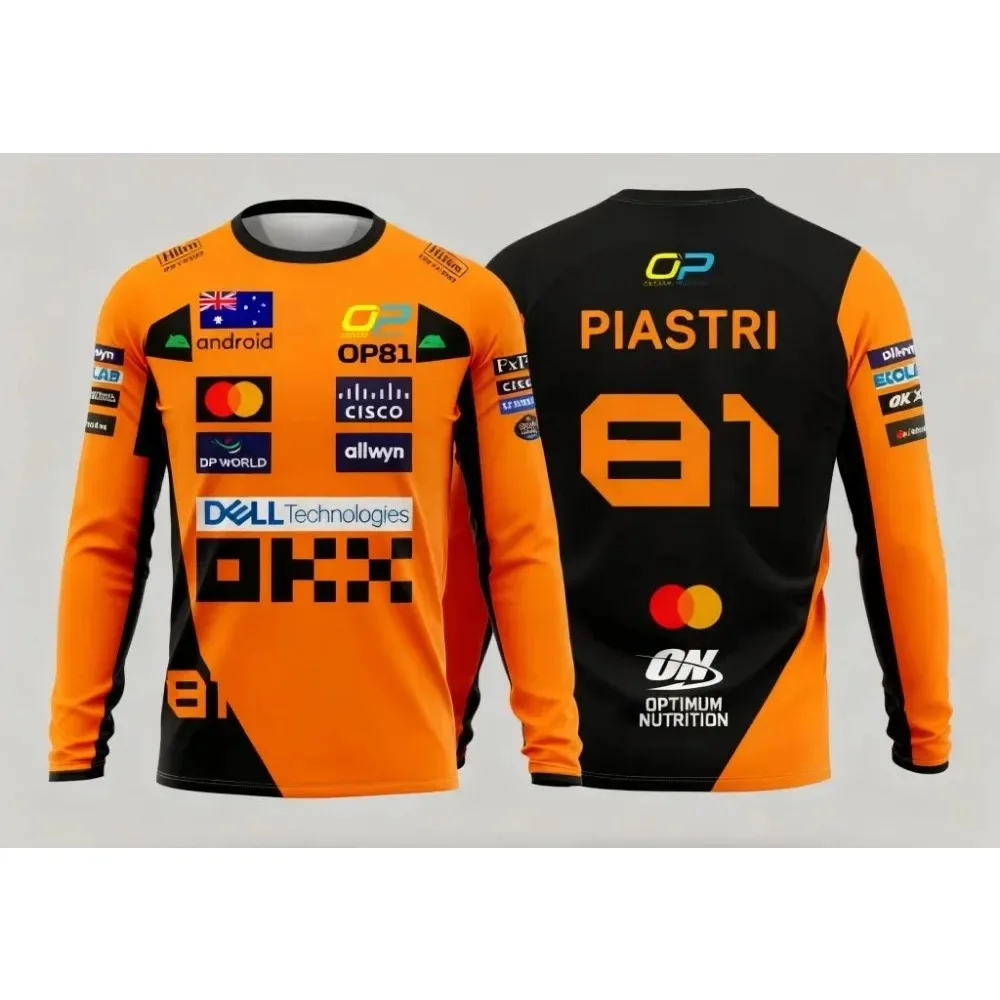 تي شيرت رياضي خارجي بأكمام طويلة على طراز سباق الدراجات النارية، تي شيرت شارع عصري قابل للتنفس وسريع الجفاف