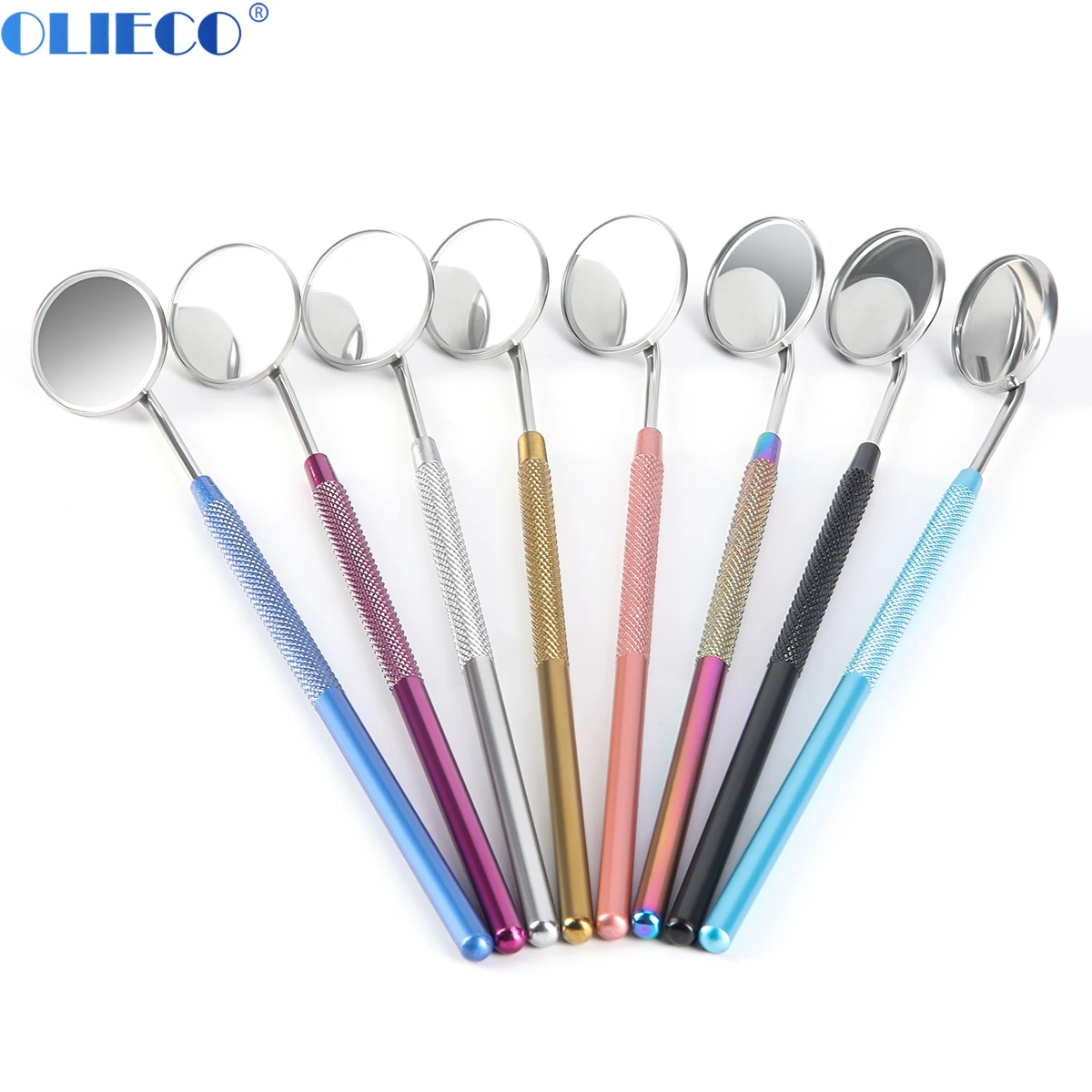 

8pcs/set Dental Stainless Steel Oral Mouth Mirrors Non-slip handle Dentistry Oral Equipment Dentist Tools