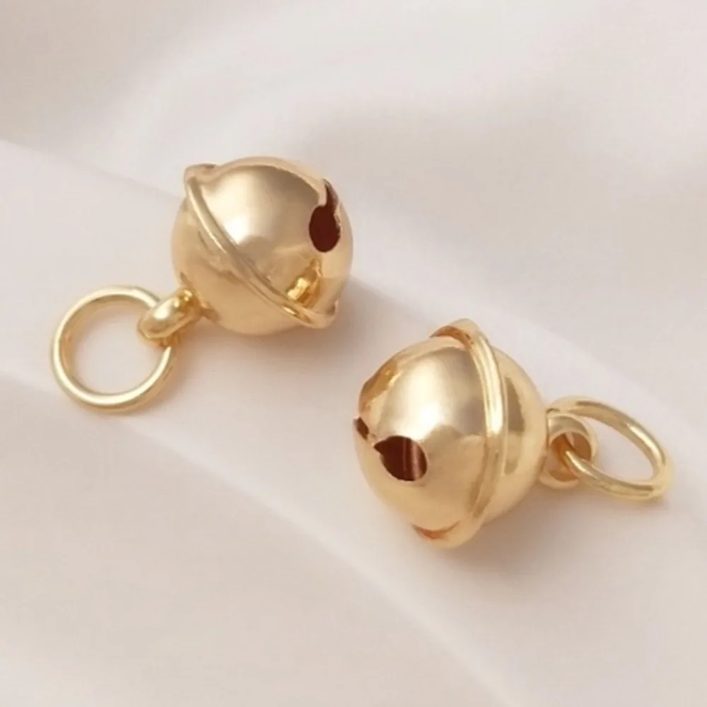 Sino pingente de cobre encantos 14k cor ouro mão corda pulseira pingente diy material jóias acessórios