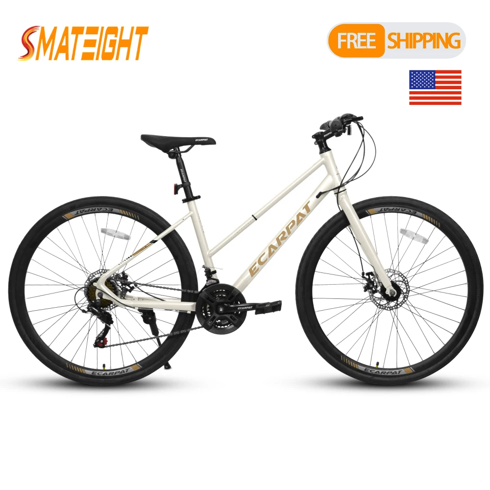 

700C Urban Road Kids Bike 21 Speed Gear System Disc Brakes Wide 700x35C Tires Aluminum Alloy Wheels for Adults Commuting Bicycle