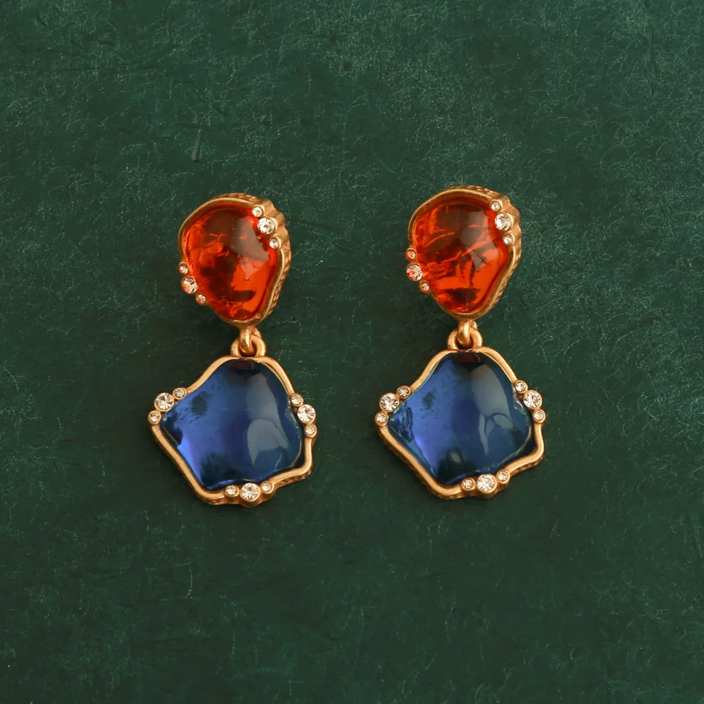 

Russia Style Hongkong Style Resin Medieval Style Earrings for Women, Irregular Niche Light Luxury High-end Medieval Jewelry