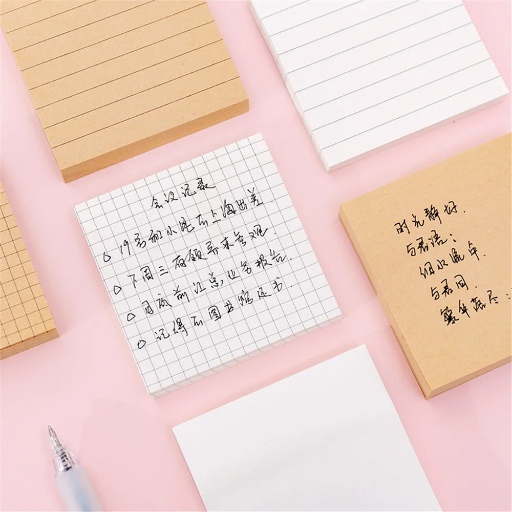 80 Sheets Blank Grid Sticky Note Notepad Portable Bookmark Memo Pad for Making Notes Planning Notepad Office Kawaii Stationary