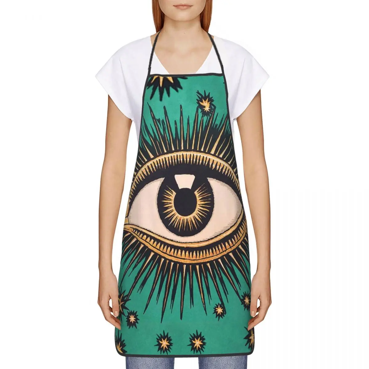 Unisex All Seeing Eye Art Kitchen Chef Cooking Baking Apron Men Women Evil Mystic Eyes Tablier Cuisine for Gardening