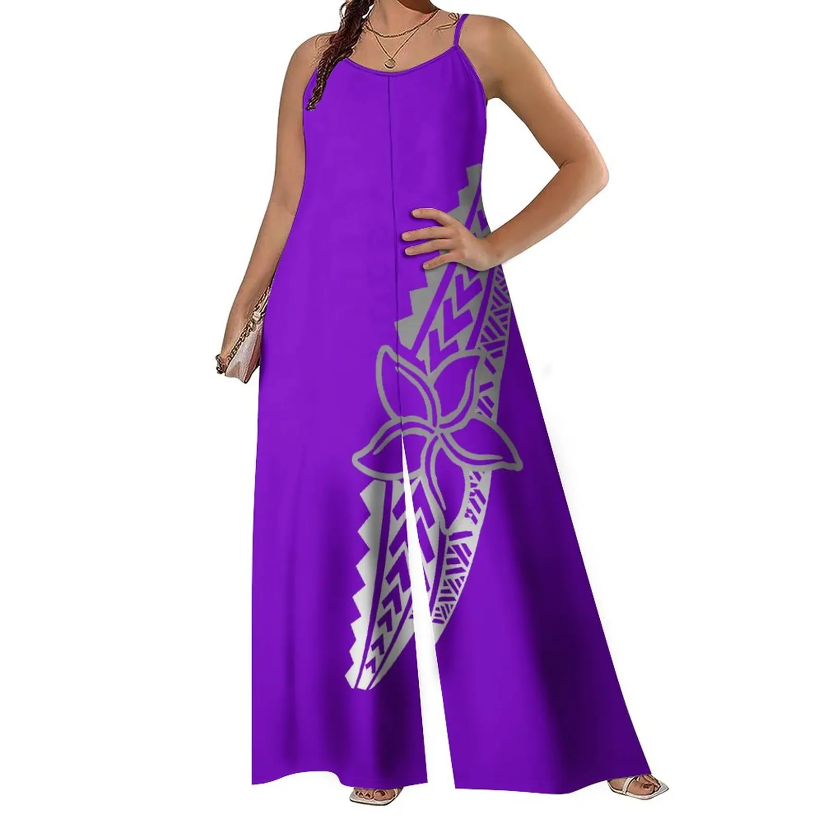 Nieuwe Een Stuk Rompertjes Hd Print Polynesische Vrouwen Top Kwaliteit 8XL Custom Patroon Wijde Pijpen Rompertjes Halter Jumpsuits