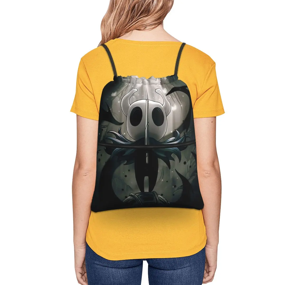 Ghost Knight Hollow Knight Game Backpacks Portable Drawstring Bags Sports Bag Book Bags for Travel School