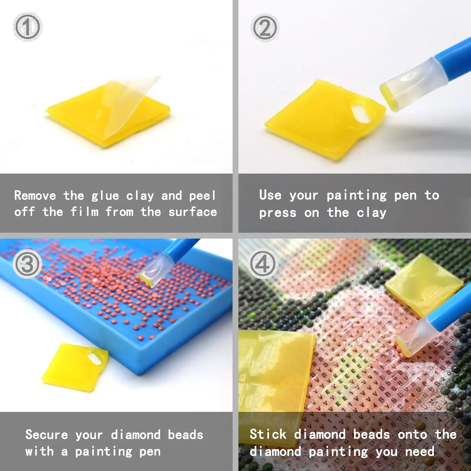 5Pcs Diamond Painting Glue Clay,Colorful DIY Diamond Painting Glue Clay Painting Wax Organizer Box Diamond Painting Tools, Clay