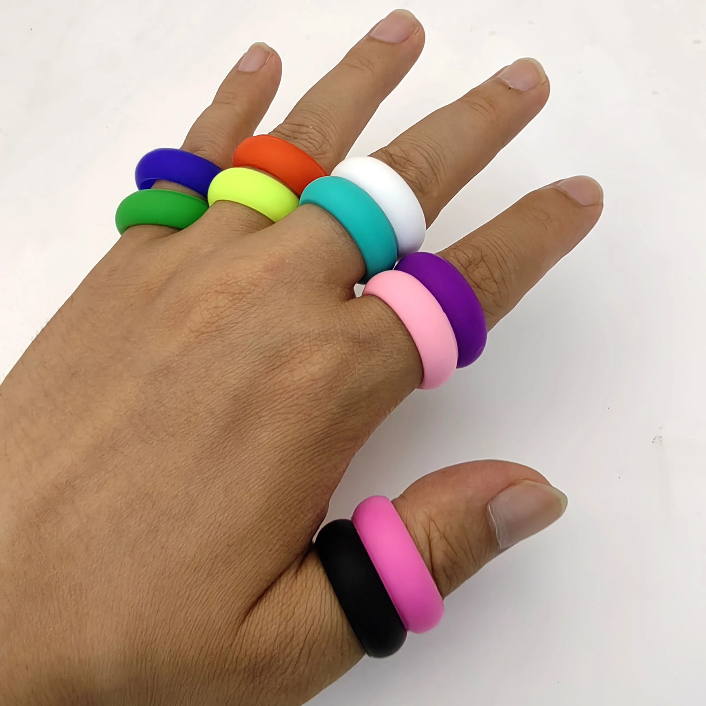 10 teile/satz Sport Silikon Ring Liebhaber Unisex Paare Hochzeit Gummibänder Hypoallergen Flexible Finger Ringe 8mm 10 Teile/satz – Detail 7