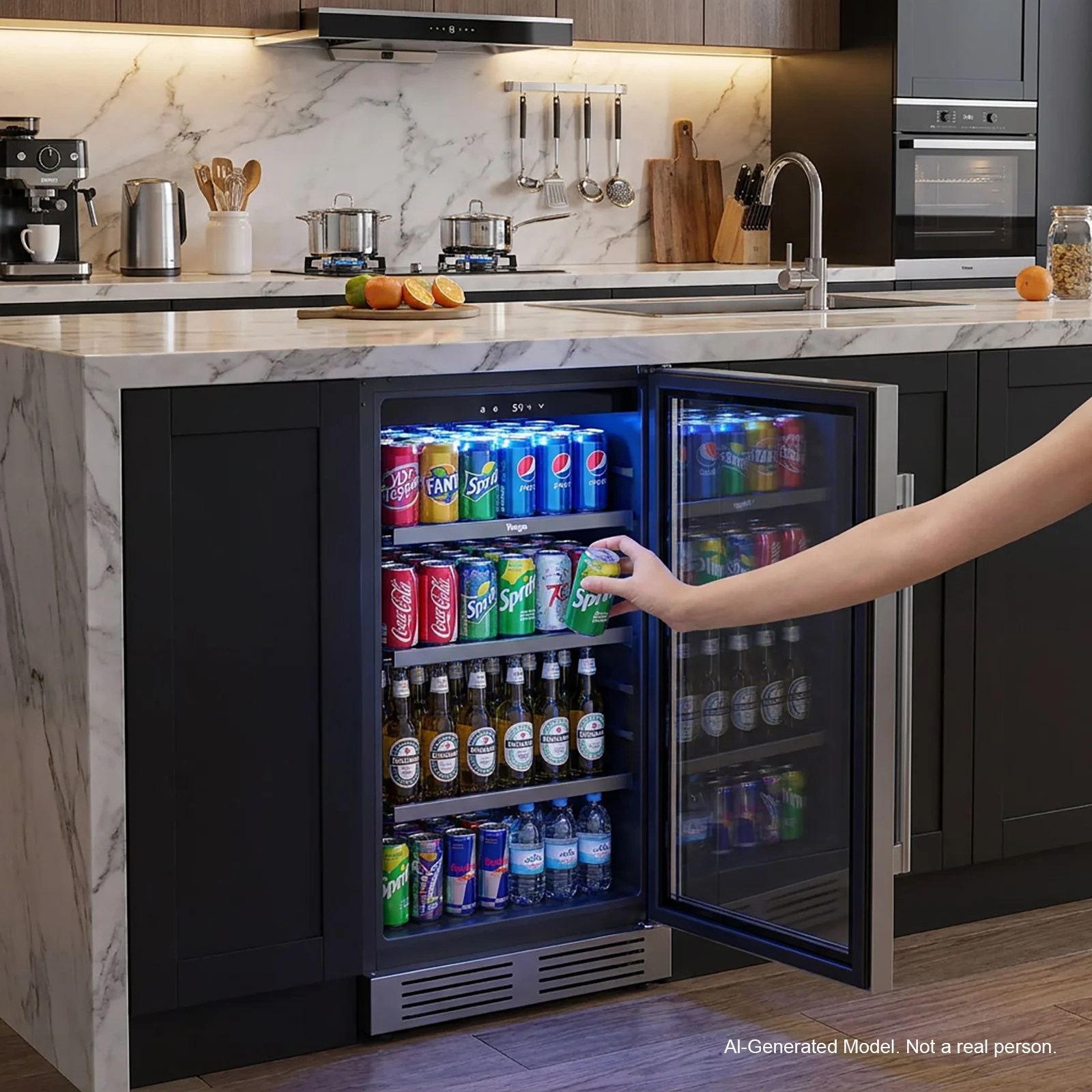 Beverage Cooler Refrigerator 60 Cans Capacity Built in Drink Fridge Removable Shelves for Home Bar Office
