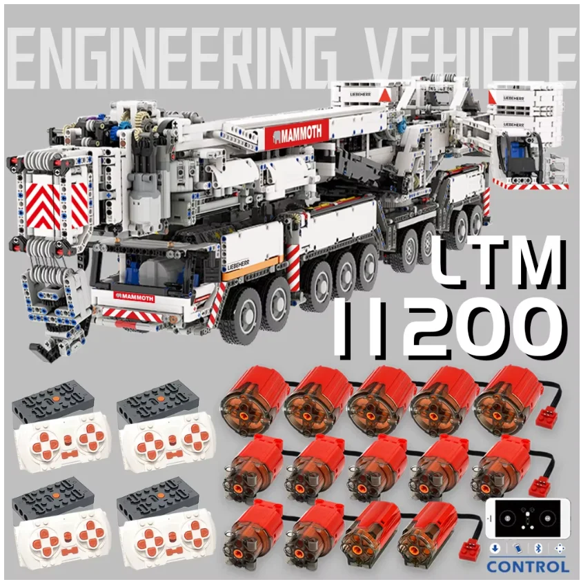 Ubricks Liebherr LTM11200 Mobile Crane Engineering Model RC MOC Jumbo DIY Assembly Bricks for Adults Building Blocks Sets