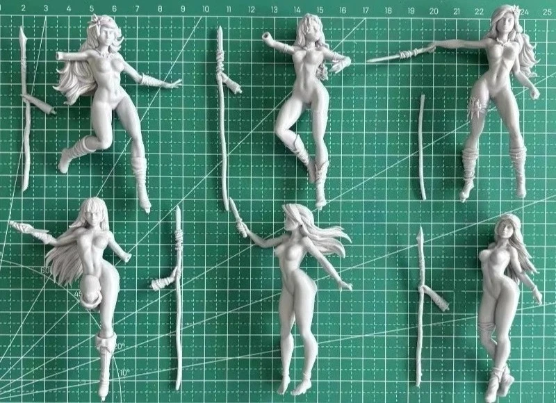 1/24 Scale Die-Cast Resin Model Kit Jungle Wild Girls Warrior 6 Figures Hobby Miniature Toy Unassembled Unpainted DIY Diorama image 3