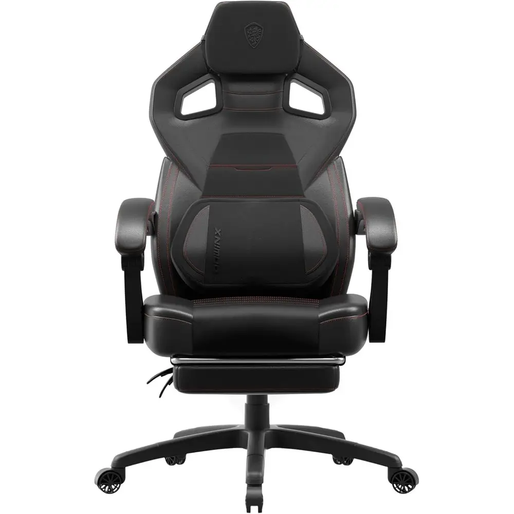 Ergonomischer Gaming-Stuhl für große und kräftige Personen mit Lendenmassage, breiter Sitz für bis zu 158 kg, schwarzer Bürostuhl