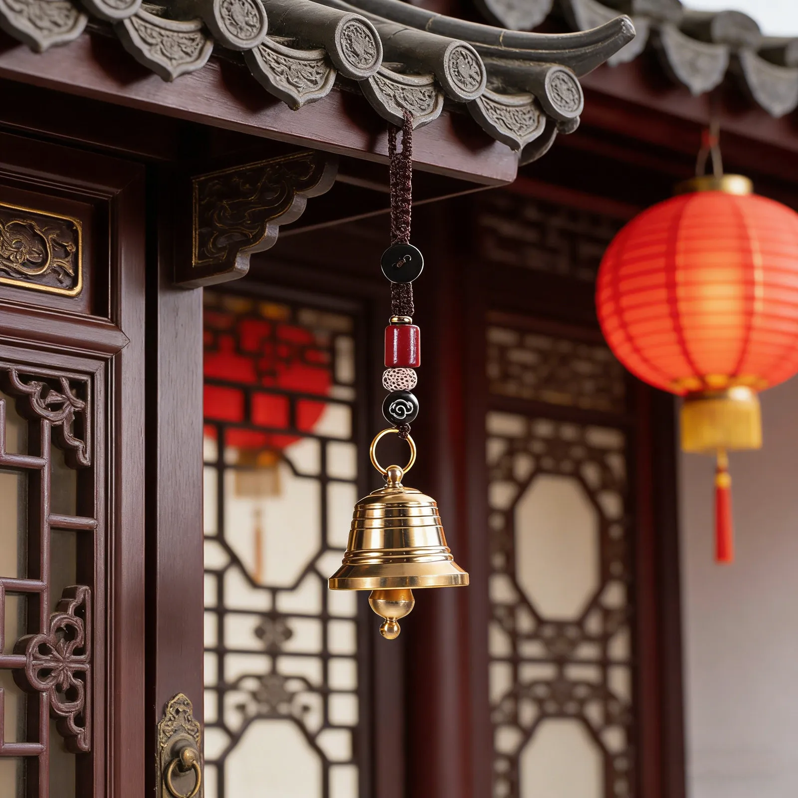 Vintage Brass Bell Pendant Door Chime – Retro Metal Wind Chime for Entryway, Yard, Home Decor