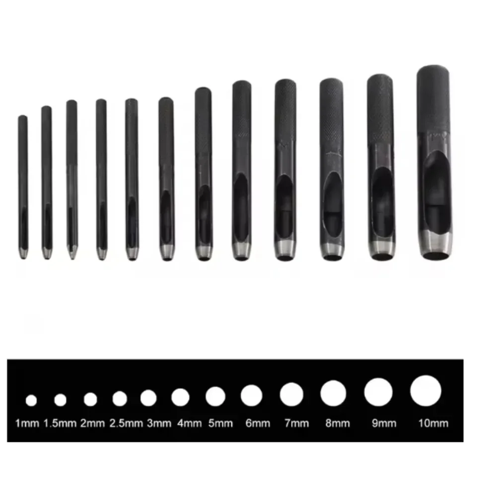 110mm Round Hollow Hole Punch Set 12PCS for Leather Craft For Belt Watch Band Gasket with Carbon Steel Material