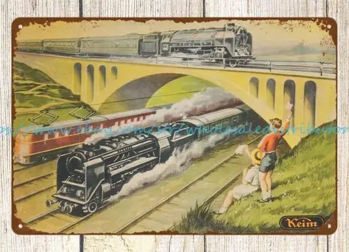 1960s KEIM TIN TOY TRAIN RAIL ROAD TRACK metal tin sign pretty wall decor