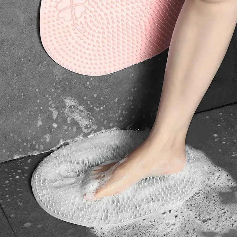 Shower Foot Scrubber Mat Non Slip Massager Back Sucker Brush Bath Pad Easy Clean Body Care Foot Massager Mat Remove Dead Skin