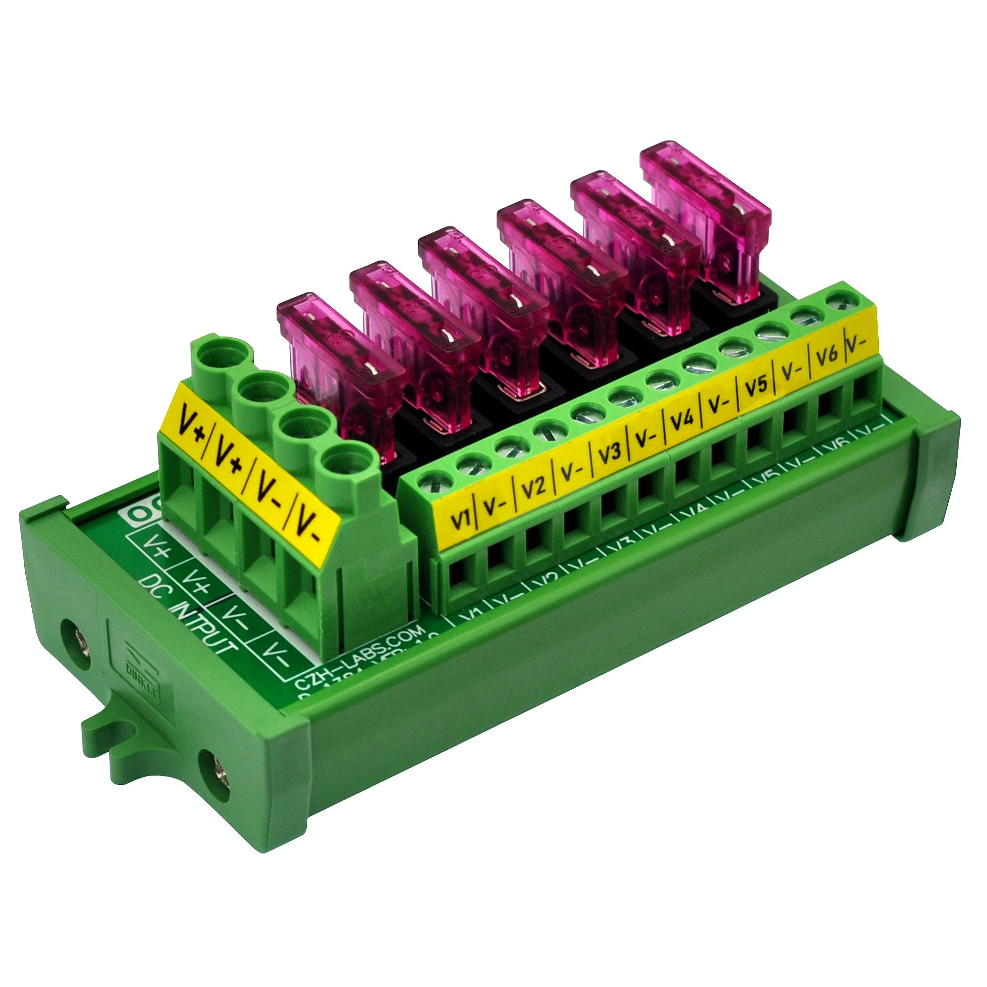 Screw Mount 6 Position DC Power Fuse Distribution Strip Module