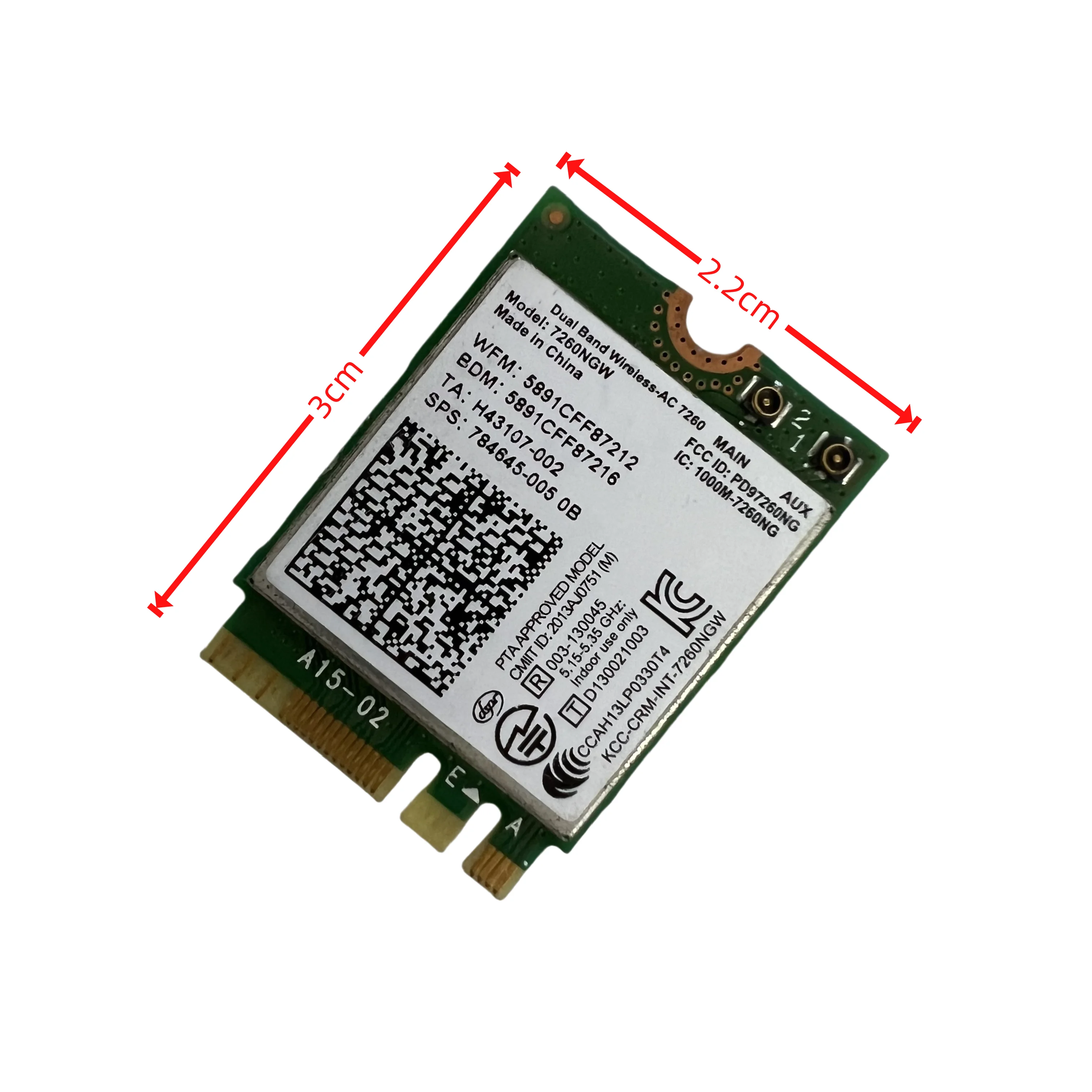 تستخدم لديل optiplex 3040m 3050m 3060m 7060m 3070m 7080m الخ OEM واي فاي هوائي كابل بطاقة 7260AC واي فاي بطاقة الشبكة اللاسلكية