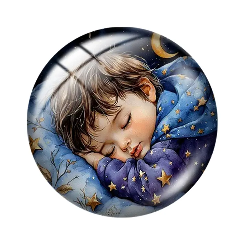 Watercolor Sweet Sleeping  12/18/20/25mm glass cabochon  bracelet pendant rings for jewelry demo earrings back Making findings