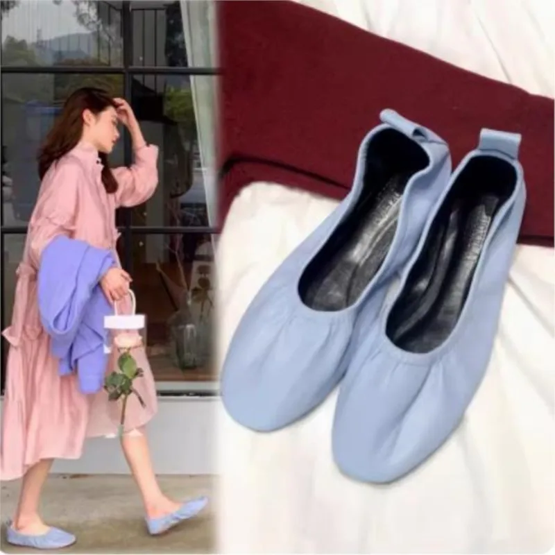 

KNCOKAR Grandma Shoe Female Flat Bottom Spring New Style Shallow Mouth Restoring Ancient Ways Ballet Shoe Female Single Shoe