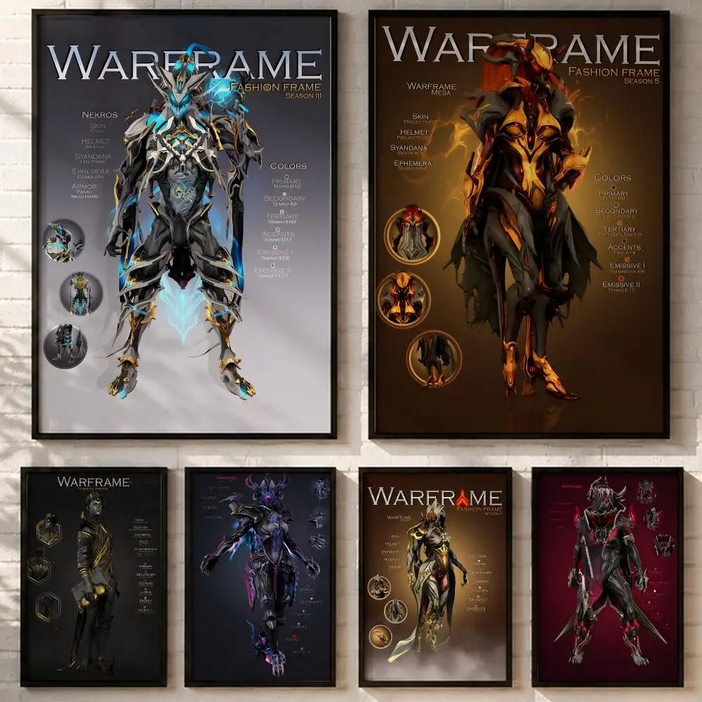 Video Game Warframe Poster HD poster wall art self-stick no-residue for home cafe office great gift