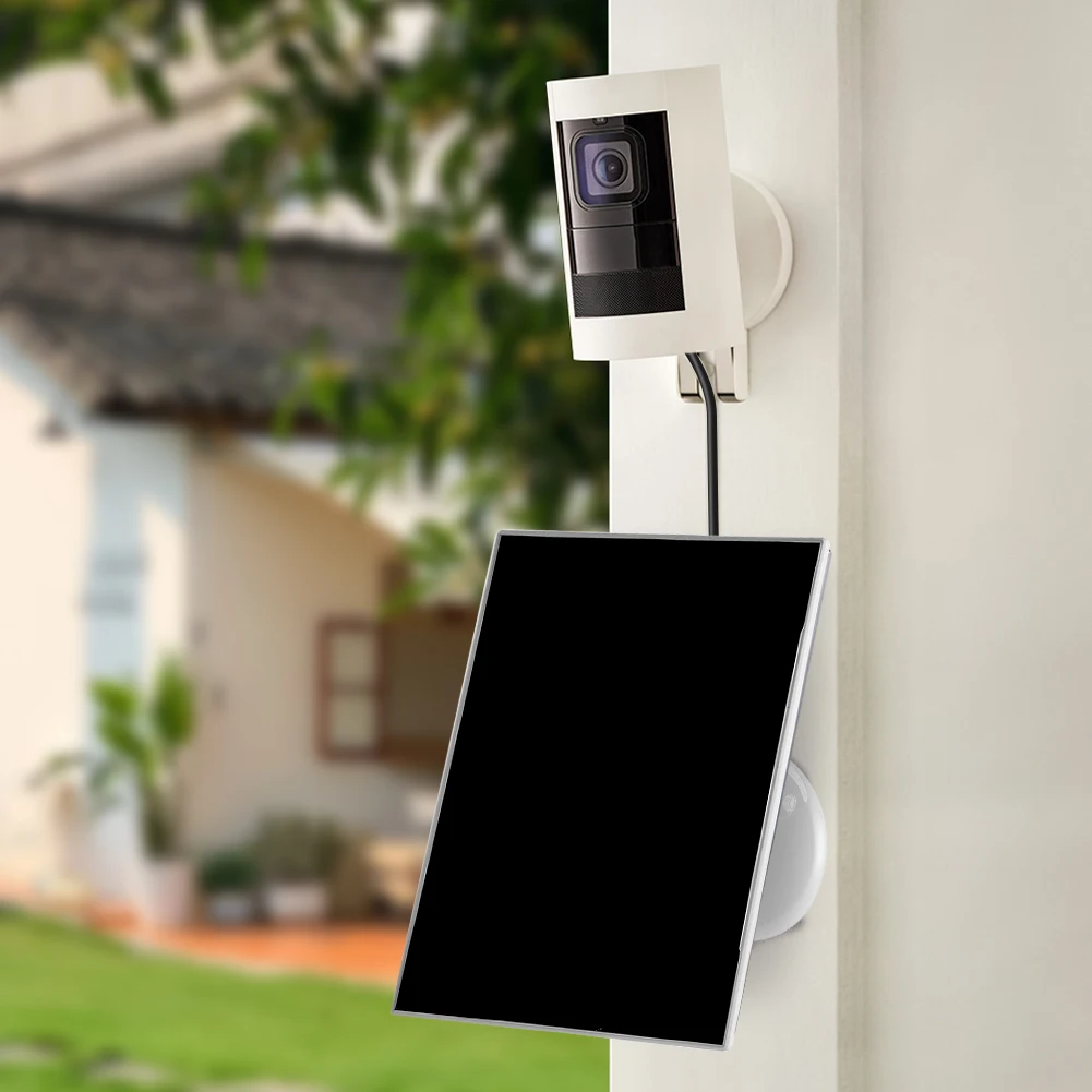 3W 6V Solar Panel Kit 360° Adjustable Wall Mount Solar Charger Micro USB+Type-C Camera Solar Panel for Ring Eufy Blink Arlo