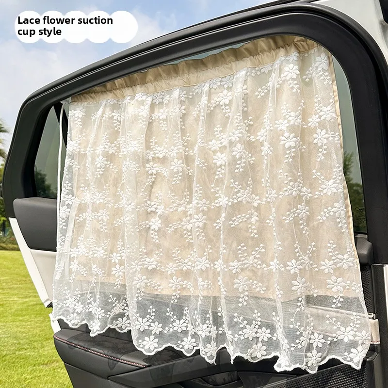 Car Curtain Cotton Embroidered Universal Cover Side Window Sunshade Curtain UV Protection for Travel Outdoor Car Curtain