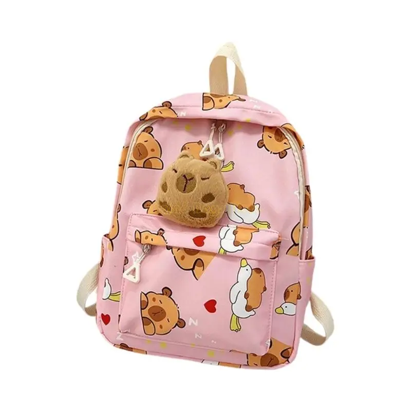 X90D Leichtes Kinder -Rucksack mit lustigen Capybara -Cartoon -Schultasche für Kind