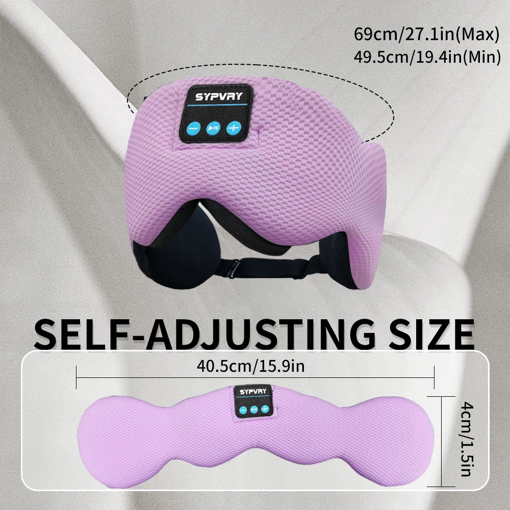 SYPVRY Bluetooth Sleep Mask 3D HD - Exceptional Audio and Light - Blocking Bluetooth Sleep Mask with 3D HD