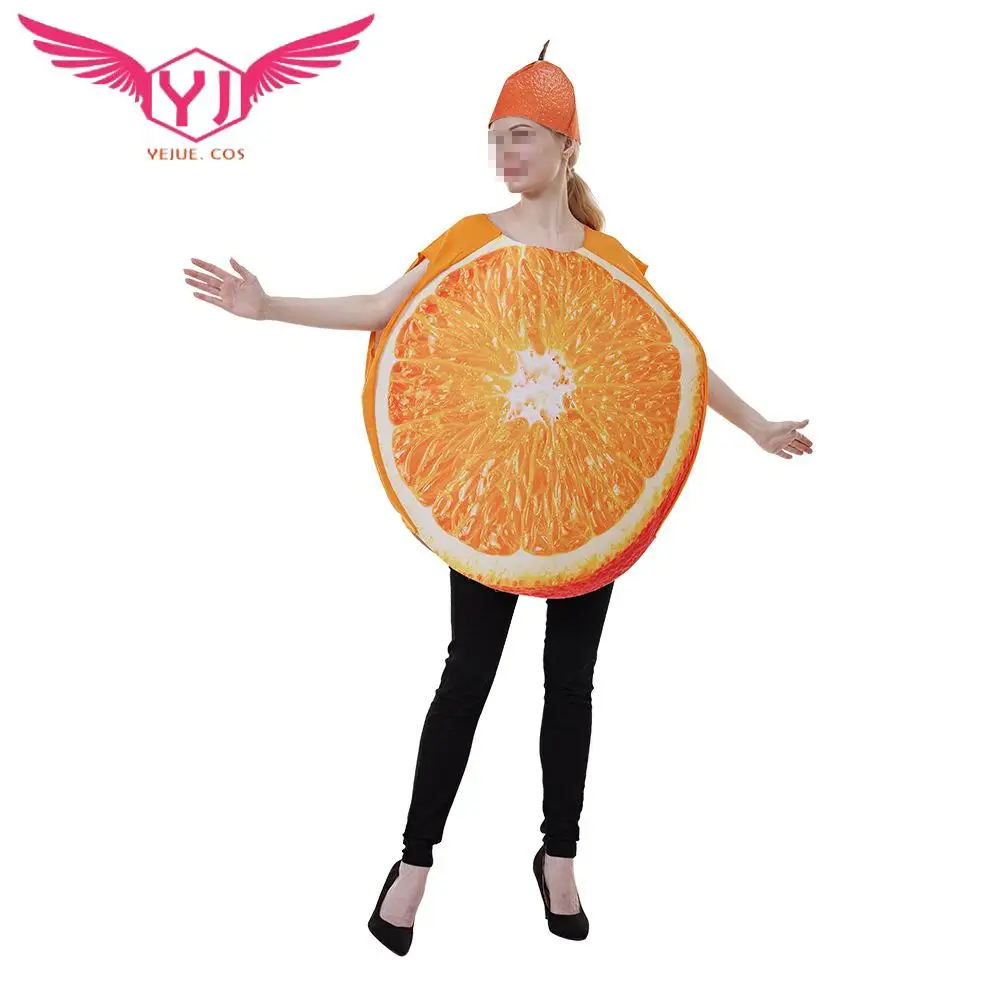 Halloween Fruit Slice Costume Fancy Top Uniform Orange Play Dress for Women Girls Halloween Carnival Show Disguise Outfit