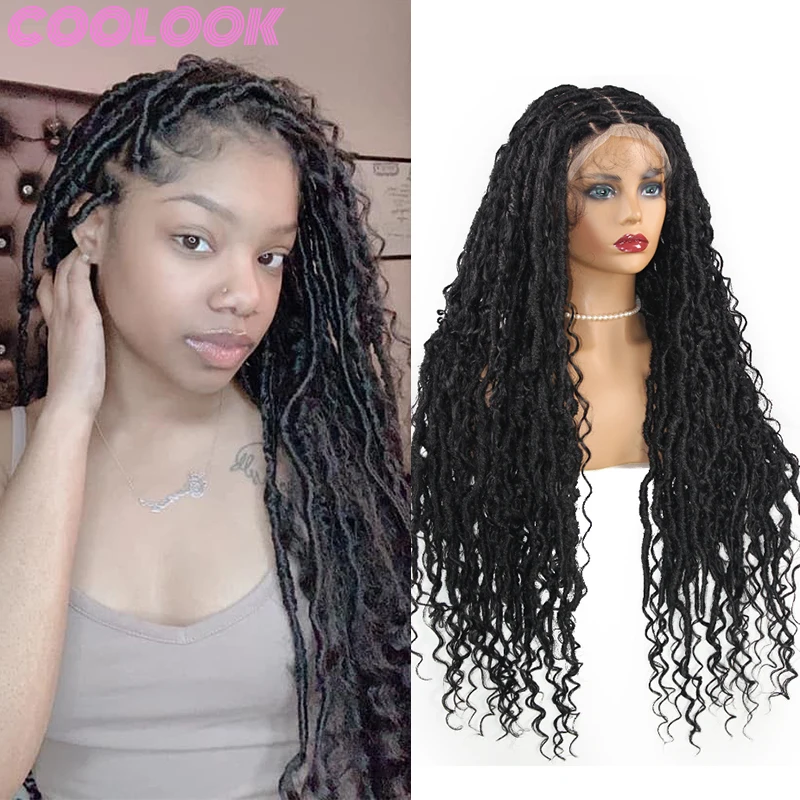 

32 Inch Senegal Braided Full Lace Wigs Bohemia Twist Lace Front Braids Wig for Black Women Natural Deep Wave Braid Synthetic Wig