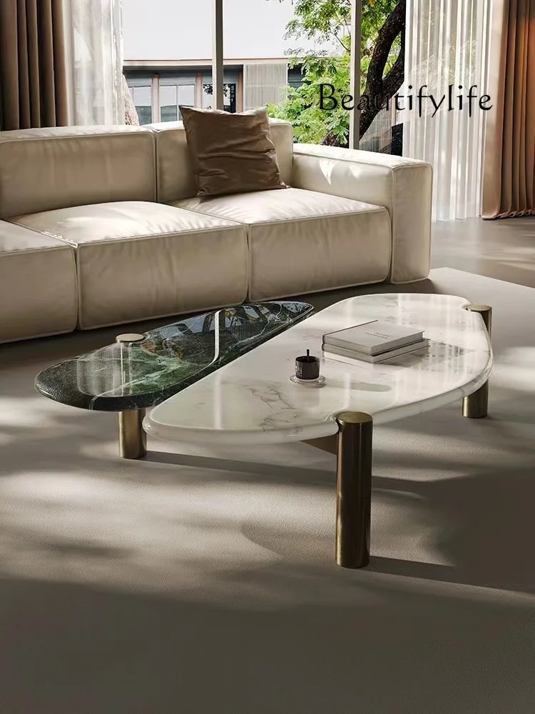 Italian minimalist marble heterosexual coffee table living room home light luxury modern luxury stone coffee table